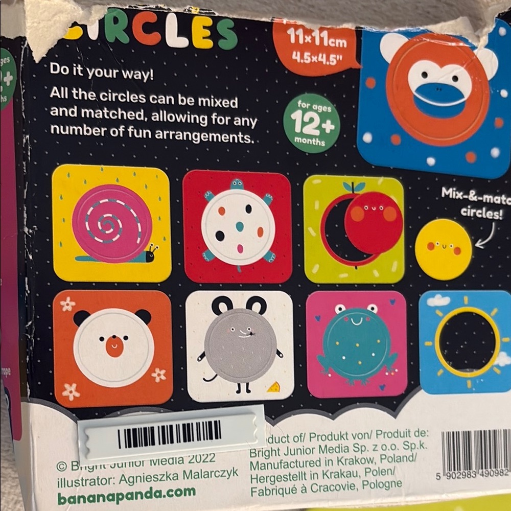 Banana panda Mix-and-Match Circles puzzle - baby’s first puzzle